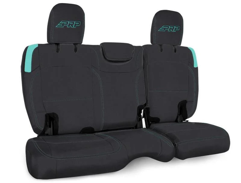 PRP Jeep Wrangler JL Rear Bench Covers - 2 door - Black/Teal - Main Product View
