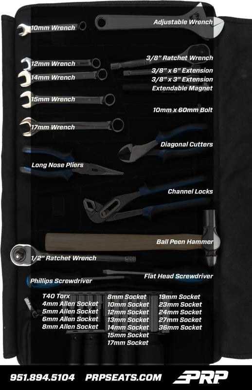 PRP Kawasaki KRX Roll Up Tool Bag w/ 35pc Tool Kit - Installation View