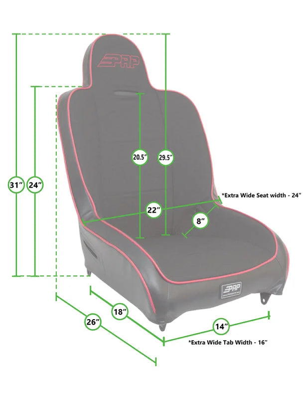 PRP Premier High Back Suspension Seat (Two Neck Slots) - Black/Red - Side View