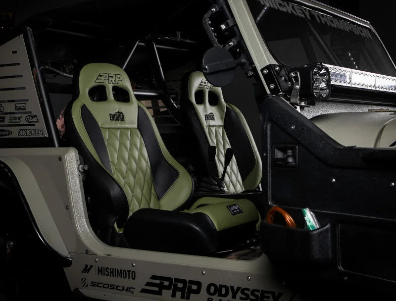 PRP Seats 97-02 Jeep Wrangler TJ Enduro Elite Suspension Seat Crawl Edition (Pair) - Black - Side View