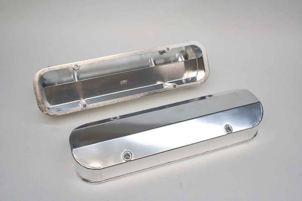 PRW Valve Cover Set; Aluminum; Fabricated Billet Rail; Polished. 4045501