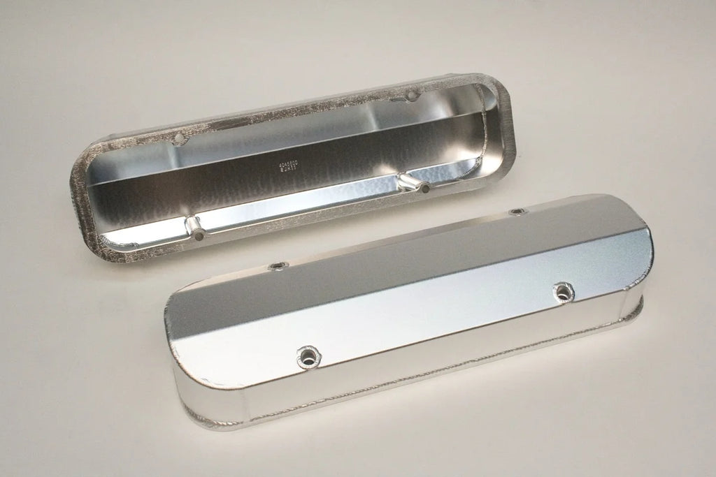 PRW Valve Cover Set; Aluminum; Fabricated Billet Rail; Satin Silver Anodized. 4045500 - Main Product View
