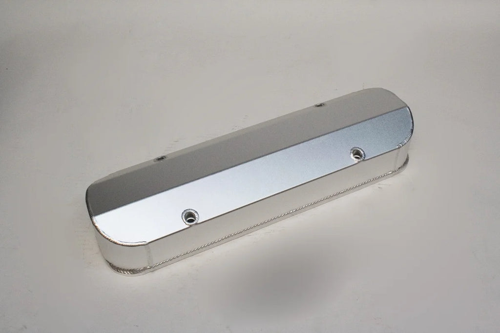 PRW Valve Cover Set; Aluminum; Fabricated Billet Rail; Satin Silver Anodized. 4045500 - Side View