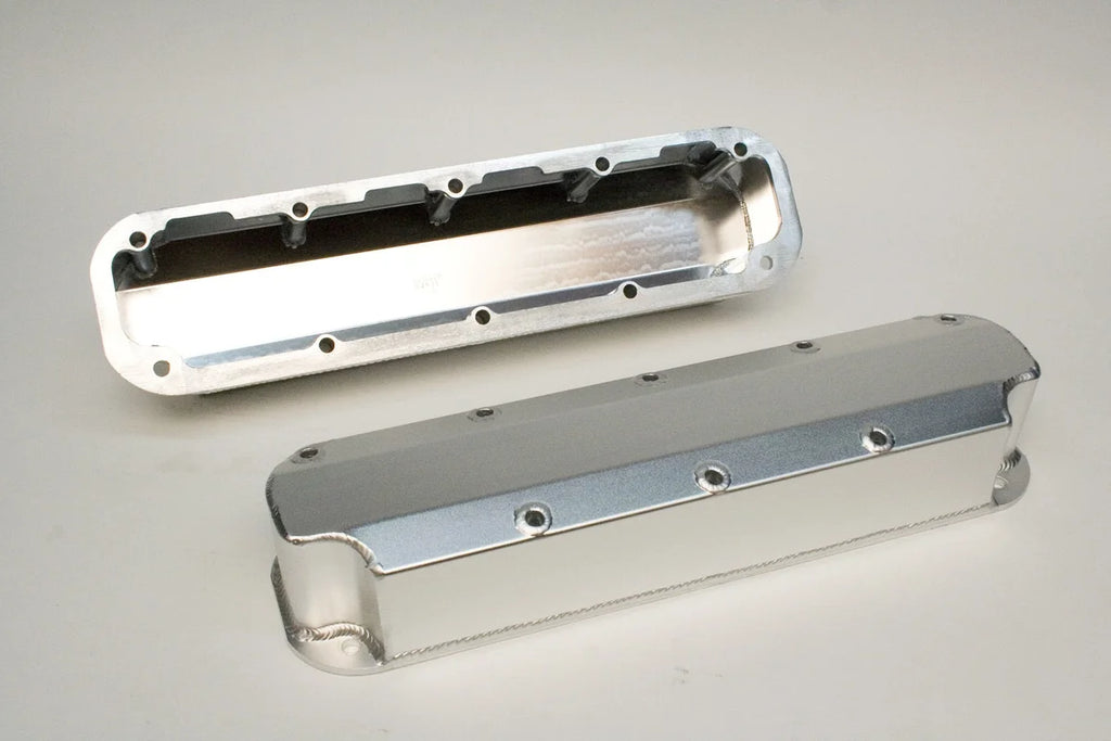 PRW Valve Cover Set; Aluminum; Fabricated Billet Rail; Satin Silver Anodized. 4036000 - Main Product View