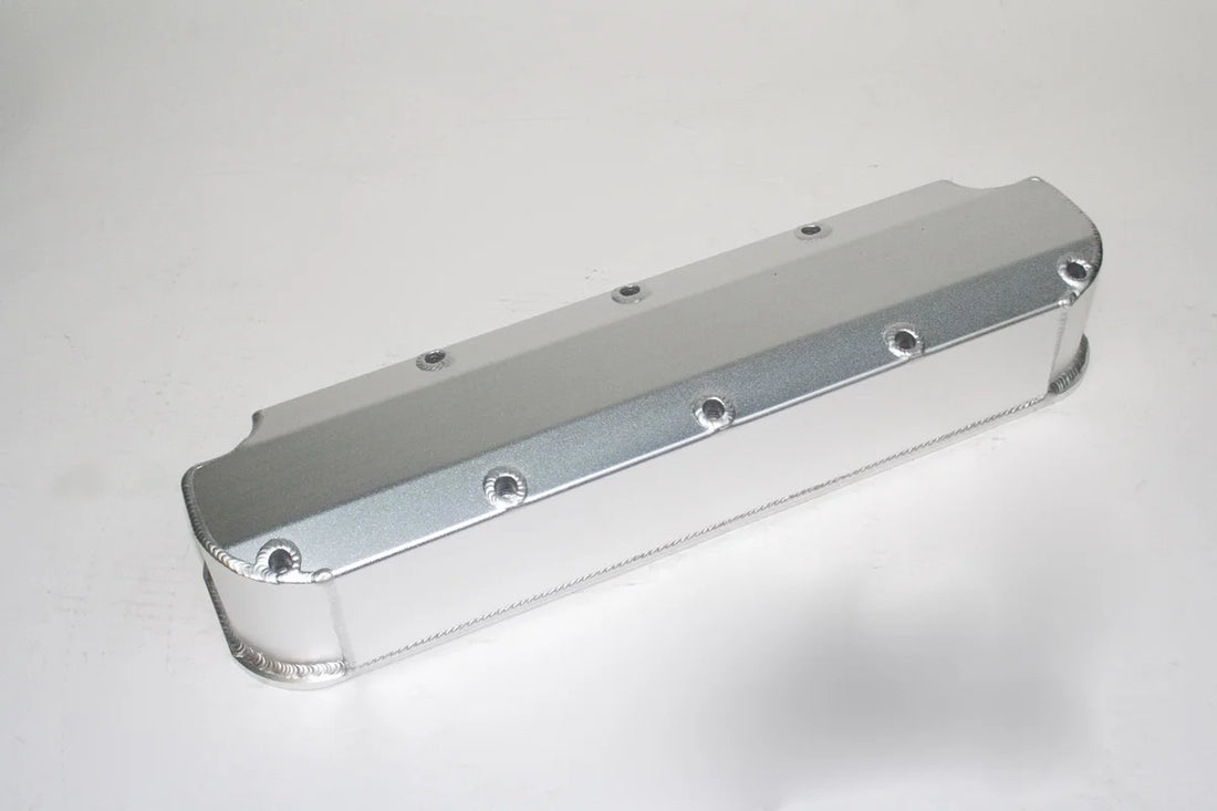 PRW Valve Cover Set; Aluminum; Fabricated Billet Rail; Satin Silver Anodized. 4036000 - Side View