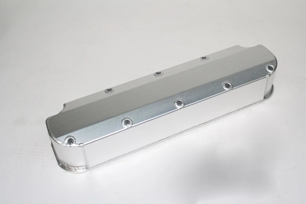 PRW Valve Cover Set; Aluminum; Fabricated Billet Rail; Satin Silver Anodized. 4036000 - Side View