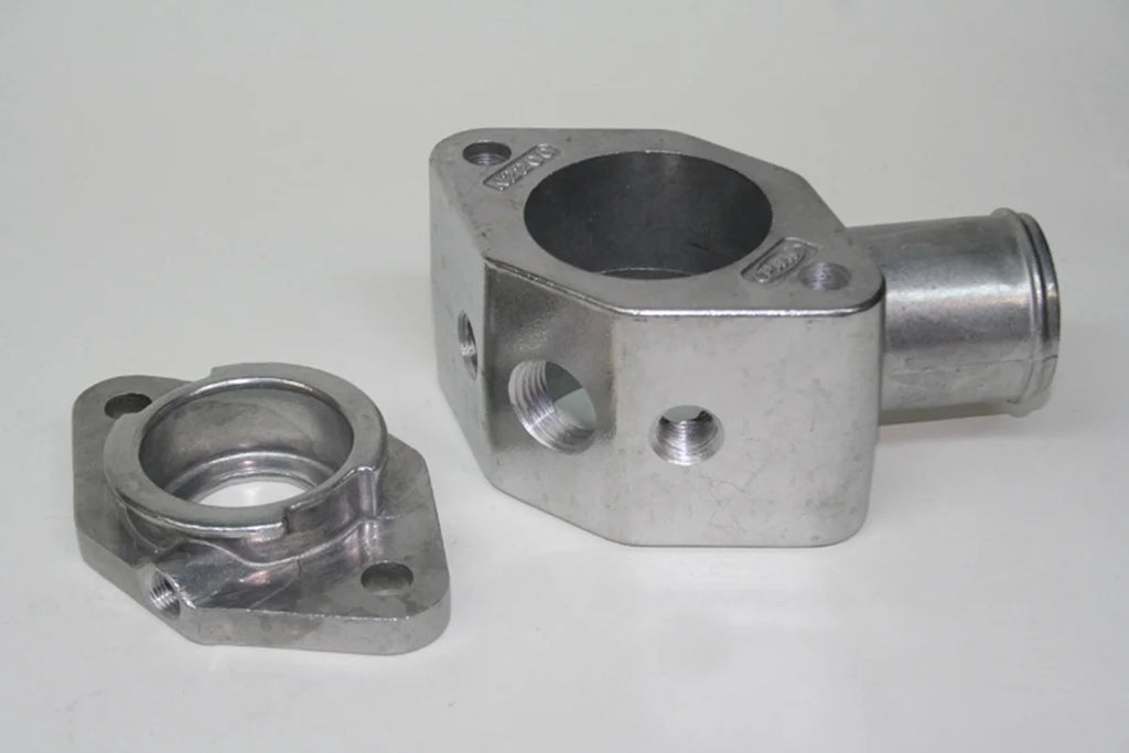 PRW Water Neck Manifold Filler; 90 Degree; Aluminum; As-Cast. 5292200 - Side View