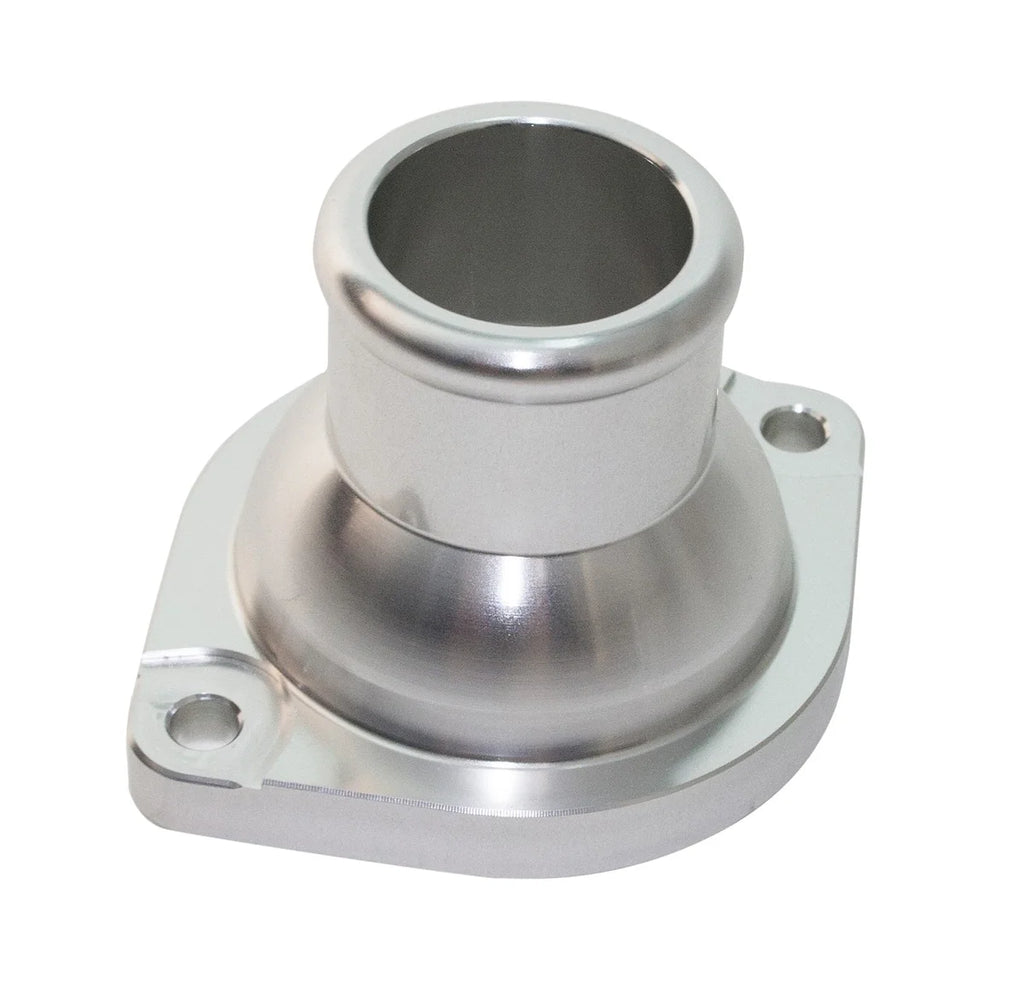 PRW Water Neck Outlet; Billet Aluminum; Straight; Male Hose Barb; Machine Polished. 5234610