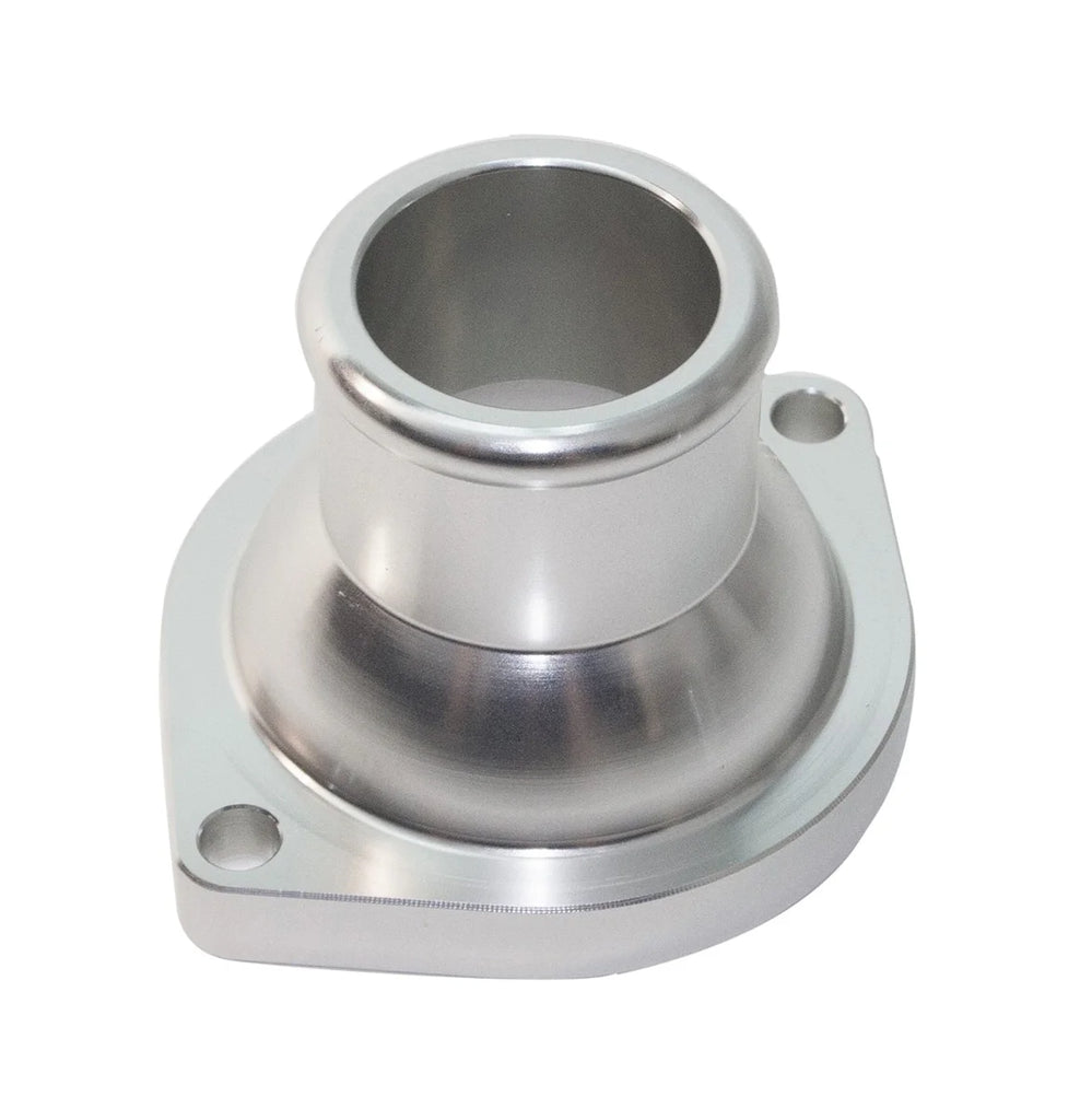 PRW Water Neck Outlet; Billet Aluminum; Straight; Male Hose Barb; Machine Polished. 5234613