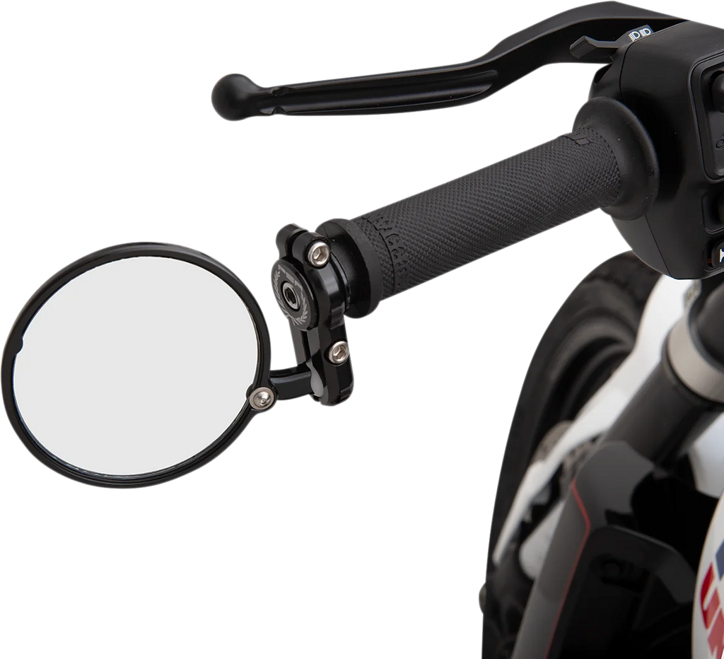 PSR Mirror - Giorgio/Fixed Mount - Side View/Bar-End - Round - Black 00-00201-22 - Back View