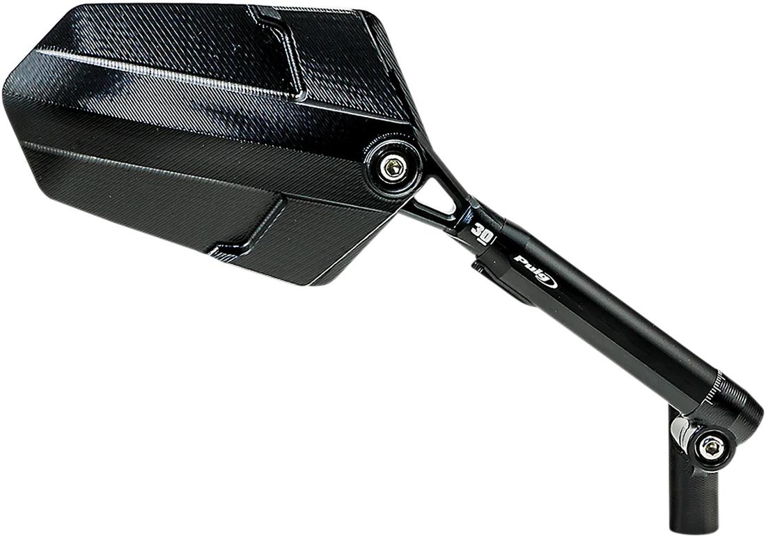 PUIG Mirror - Explorer - Side View - Left - Diamond - Black 014NN - Installation View