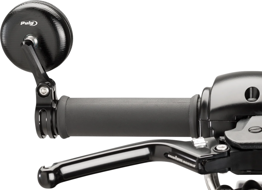 PUIG Mirror - Tracker - Rear View - Round - Black 9506N - Side View