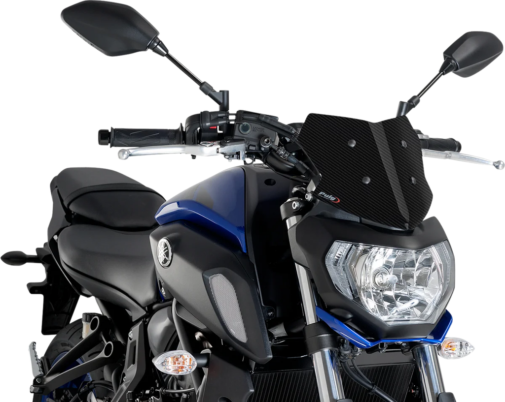 PUIG Naked Sport Windscreen - 9" - Carbon - Yamaha 9666C - Main Product View