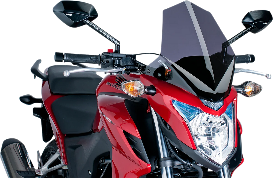PUIG Naked Sport Windscreen - 9" - Smoke - Yamaha 9666H - Side View