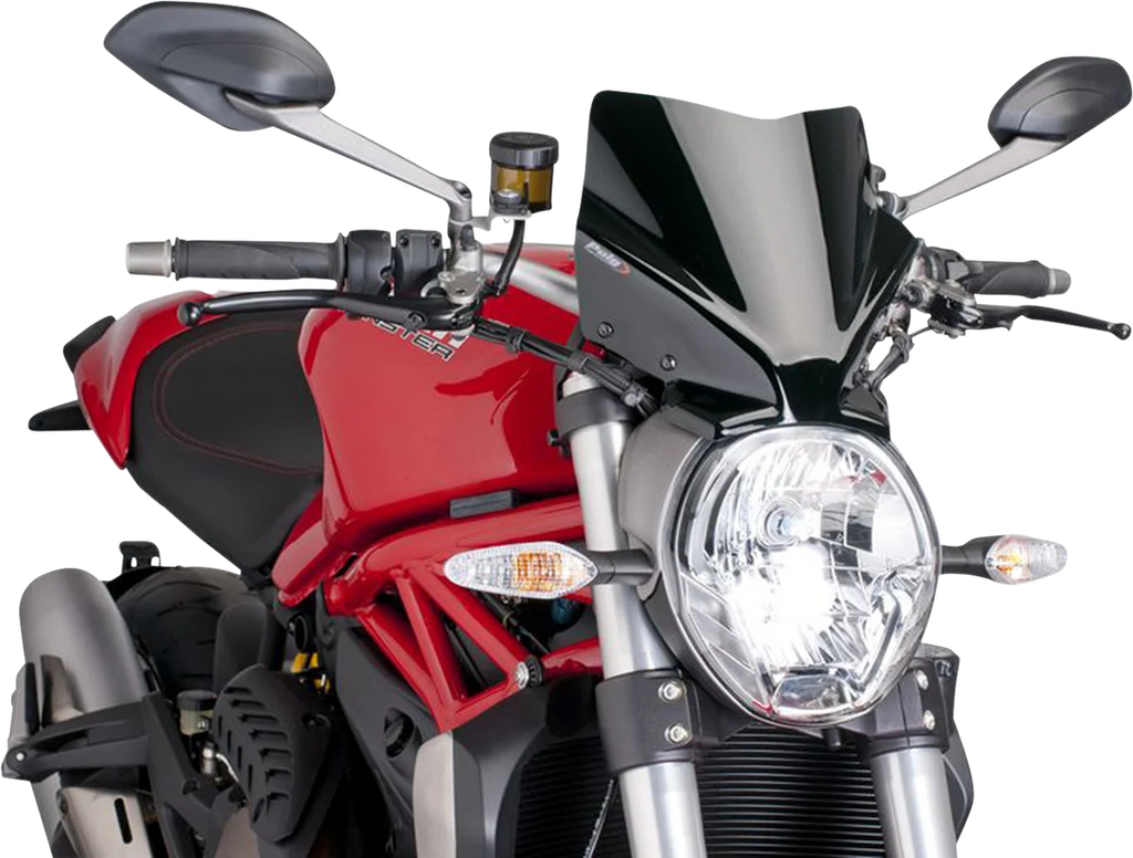 PUIG New Generation Windscreen - 10-5/8" - Black - Monster 1200 7013N - Main Product View