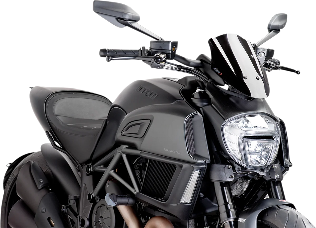 PUIG New Generation Windscreen - 11-1/2" - Black - Diavel 7592N - Main Product View