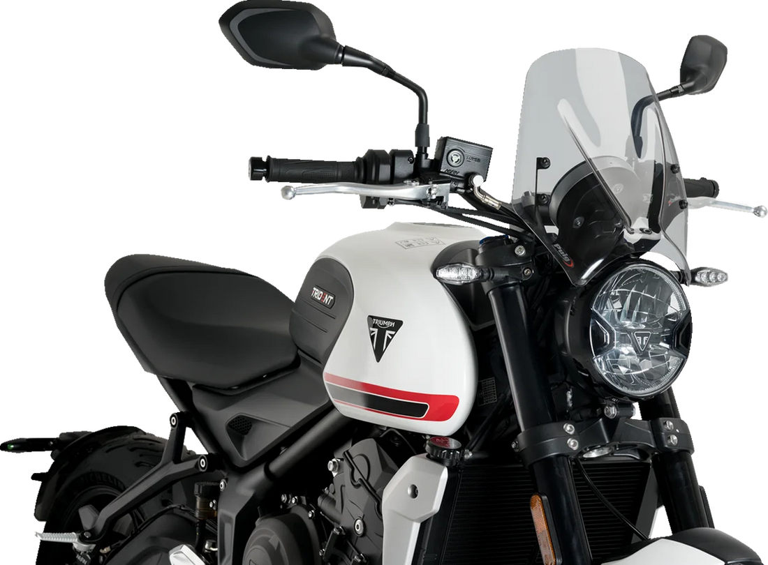 PUIG New Generation Windscreen - Smoke - Trident 660 20638H - Side View