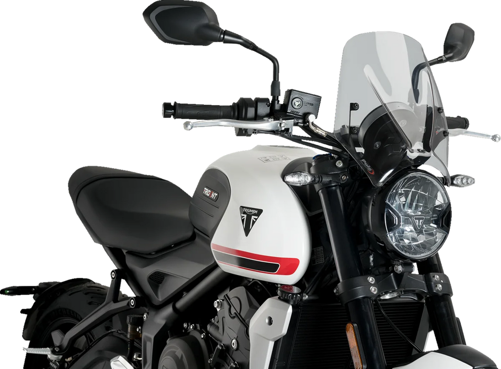 PUIG New Generation Windscreen - Smoke - Trident 660 20638H - Side View