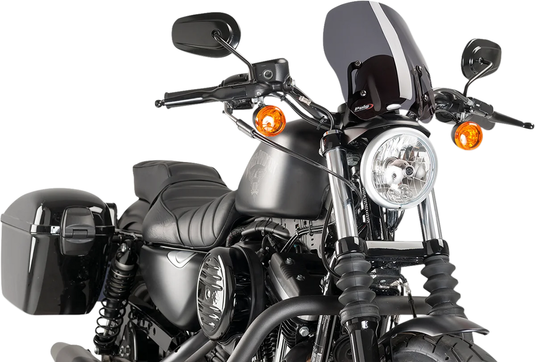 PUIG New Generation Windscreen - Smoke - Trident 660 20638H - Detail View