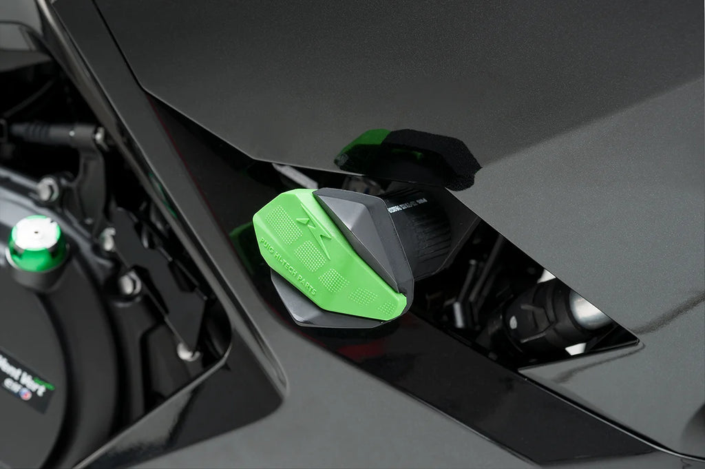 PUIG R12 Slider Caps - Black 6378N - Side View