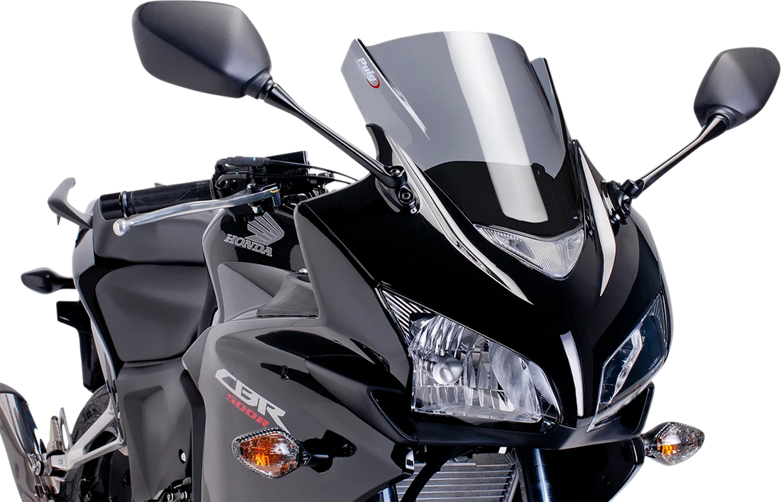 PUIG Race Windscreen - 12-3/8" - Dark Smoke - CBR500RR 6479F - Side View