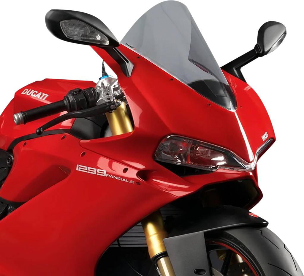 PUIG Race Windscreen - 14-1/2" - Smoke - Panigale 7621H - Side View