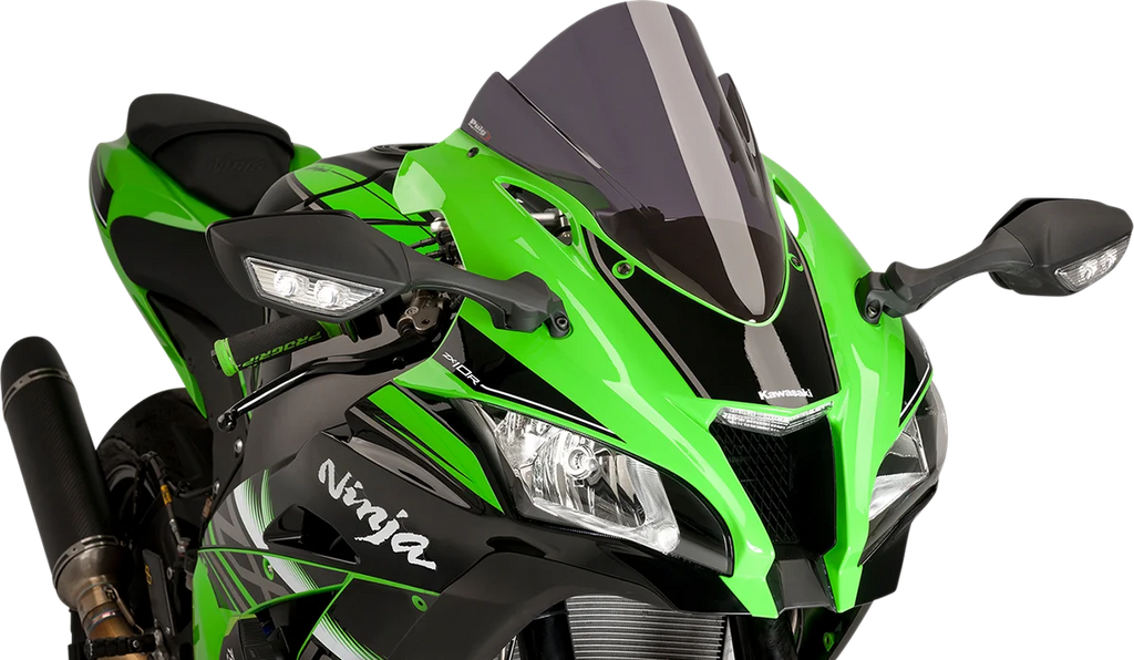PUIG Race Windscreen - 14-1/4"Dark Smoke - ZX10R 8912F - Side View