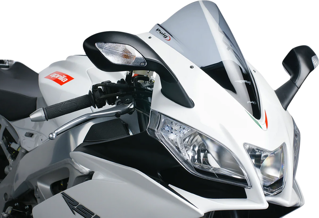 PUIG Race Windscreen - 14-3/8" - Smoke - RSV4 4945H - Side View