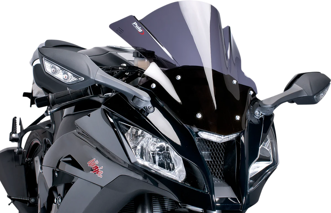 PUIG Race Windscreen - 16-1/8" - Dark Smoke - ZX10R 5603F - Side View