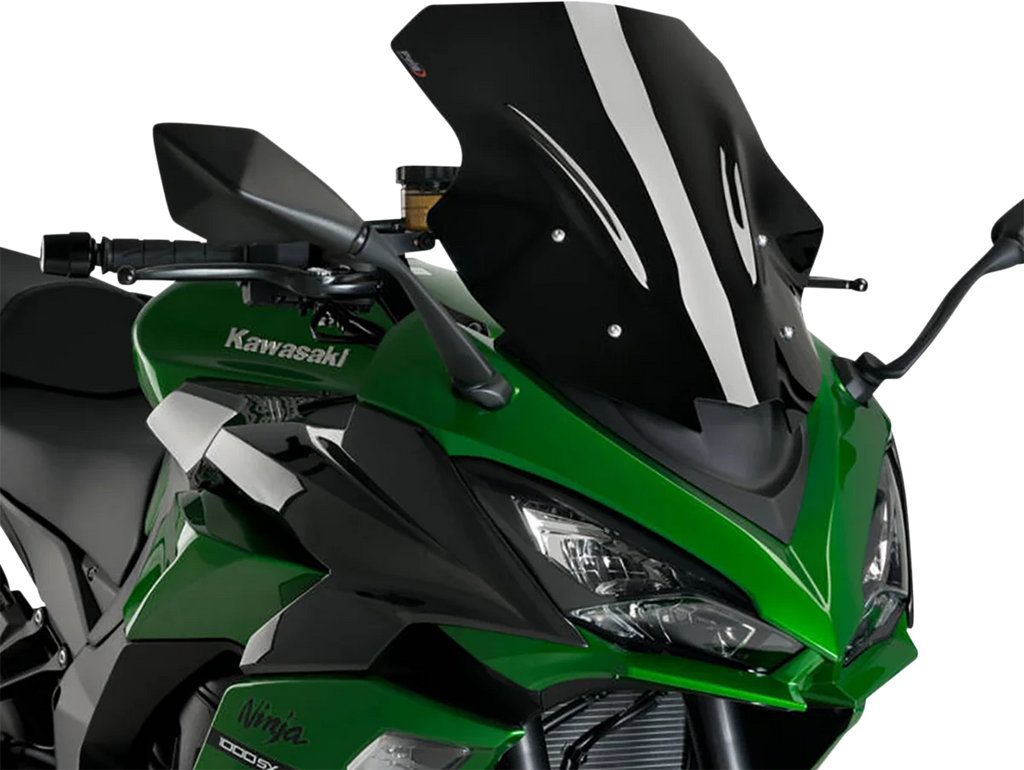 PUIG Race Windscreen - 18-7/8" - Black - Ninja 20471N - Main Product View