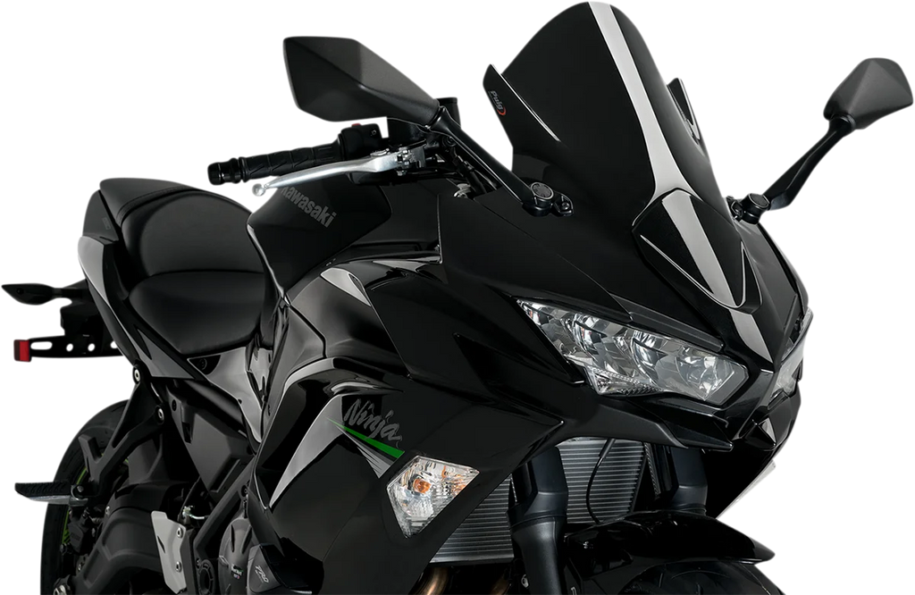 PUIG Race Windscreen - 19" - Black - Kawasaki 3881N - Main Product View