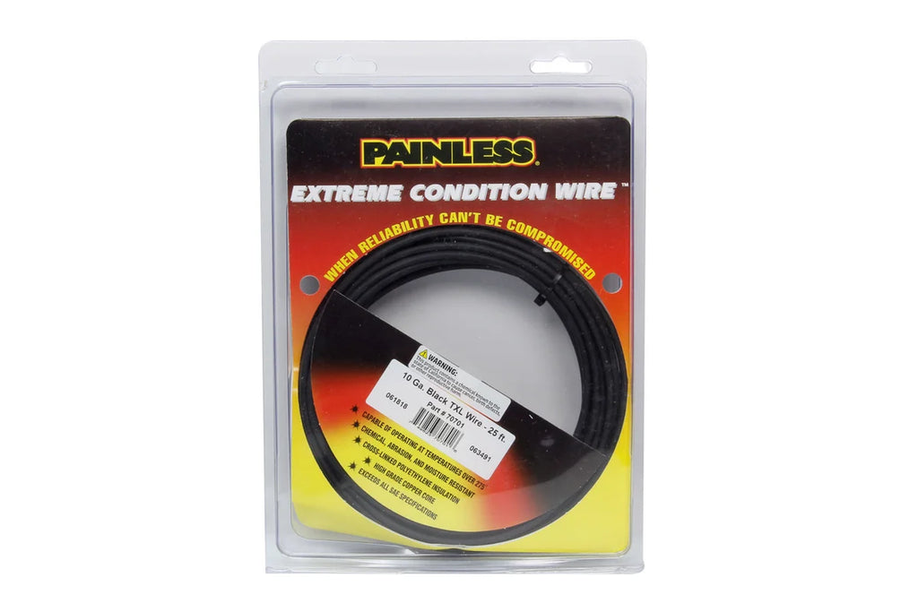 Painless Wiring10 Gauge Black TXL Wire  25 Ft.70701