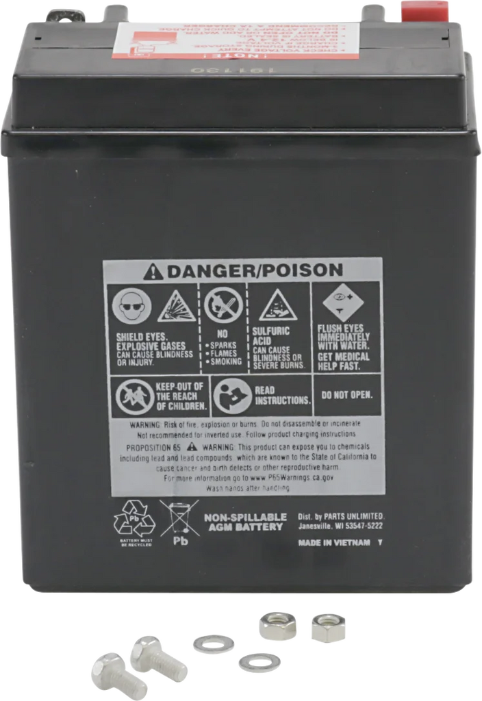 Parts unlimited AGM Battery - CTX12AABS CTX12AABS (FA) - Back View