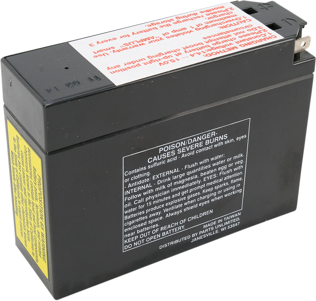 Parts unlimited AGM Battery - YT4B-BS CT4B-5 - Back View