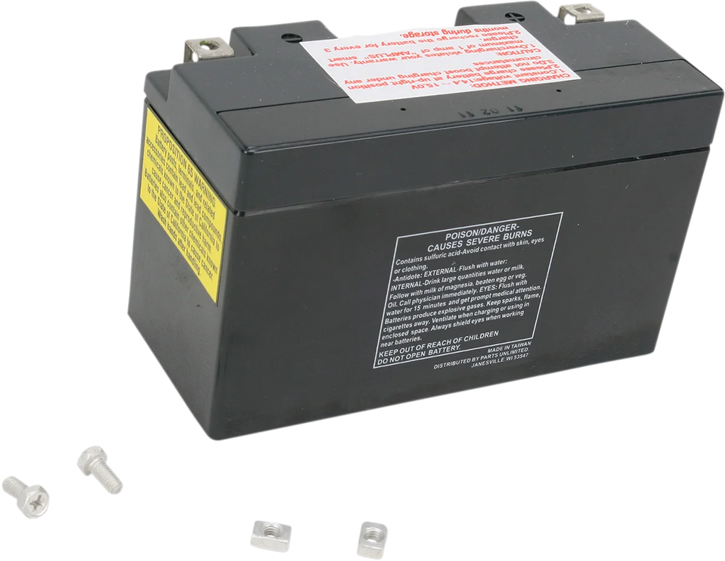 Parts unlimited AGM Battery - YT7B-BS CT7B-4 - Back View