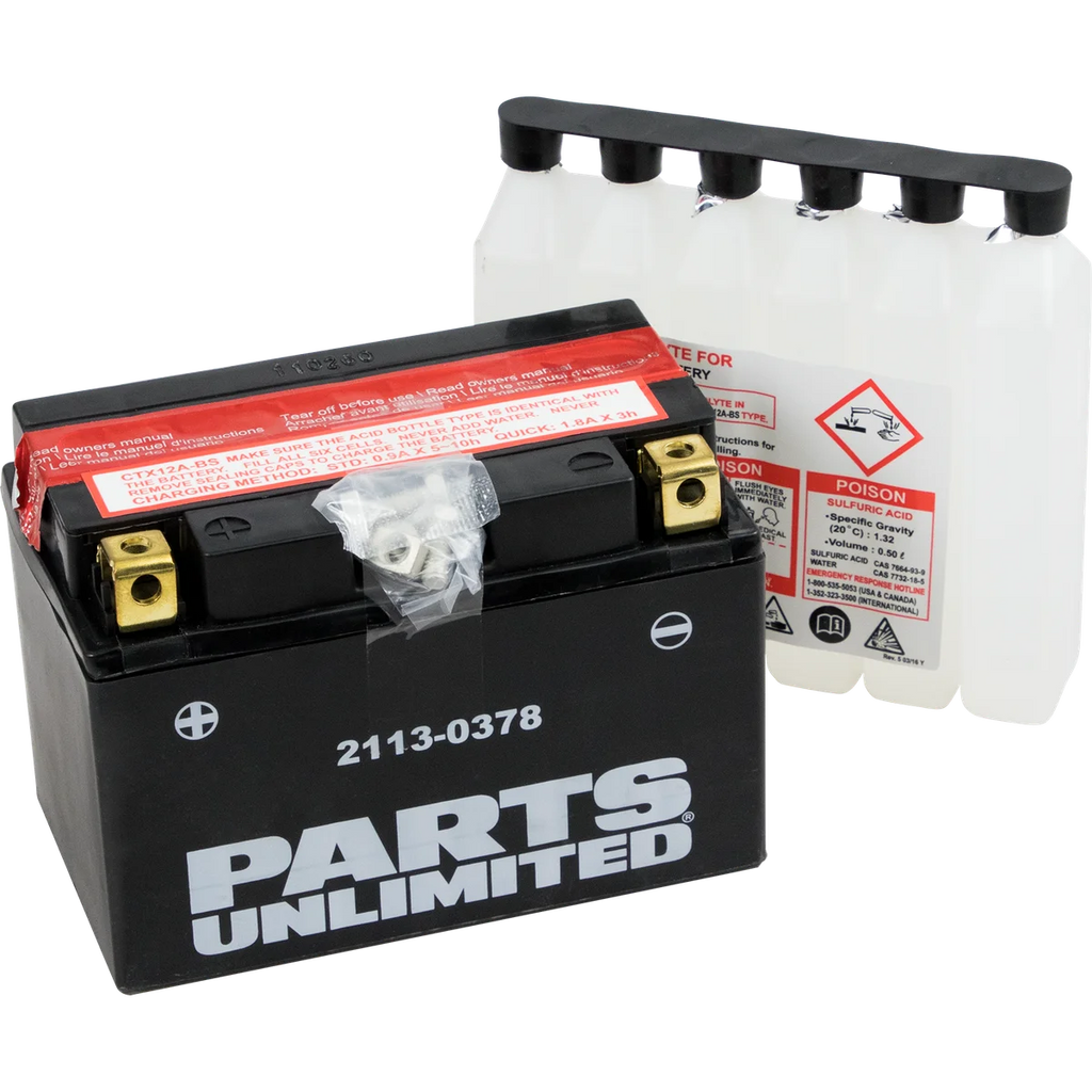 Parts unlimited AGM Battery - YTX12A-BS CTX12A-BS - Main Product View