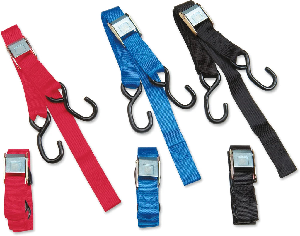 Parts unlimited Heavy-Duty Cam Buckle Tie-Downs - 1-1/2" x 6' - Red TD0010 - Side View