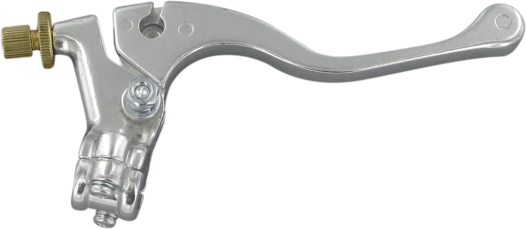 Parts unlimited Lever Assembly - Left Hand - Shorty - Silver fits Honda - Side View