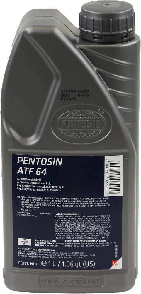 Pentosin ATF 1058113 fits 2010-2024 Audi / BMW / Mini - Side View