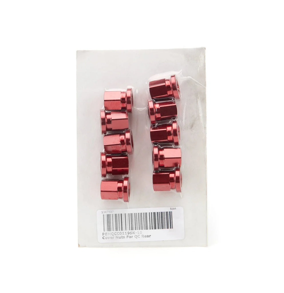 Performance Engineering & Manufacturing Cover Nuts For QC Rear Short Red 10 Pack QCC0119SK-10