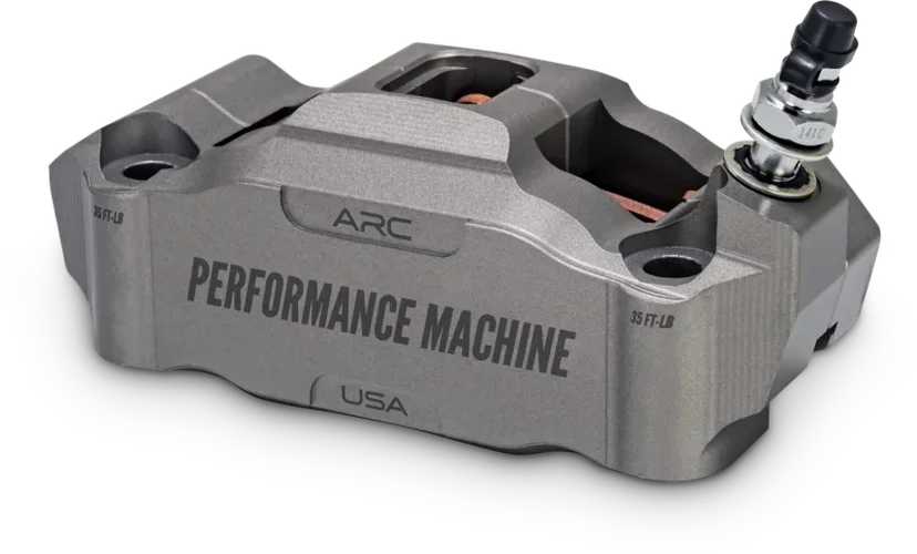 Performance Machine 125 x 4 Race Series Radial Mount Caliper with ARC - Left - Gunmetal Grey - Side View