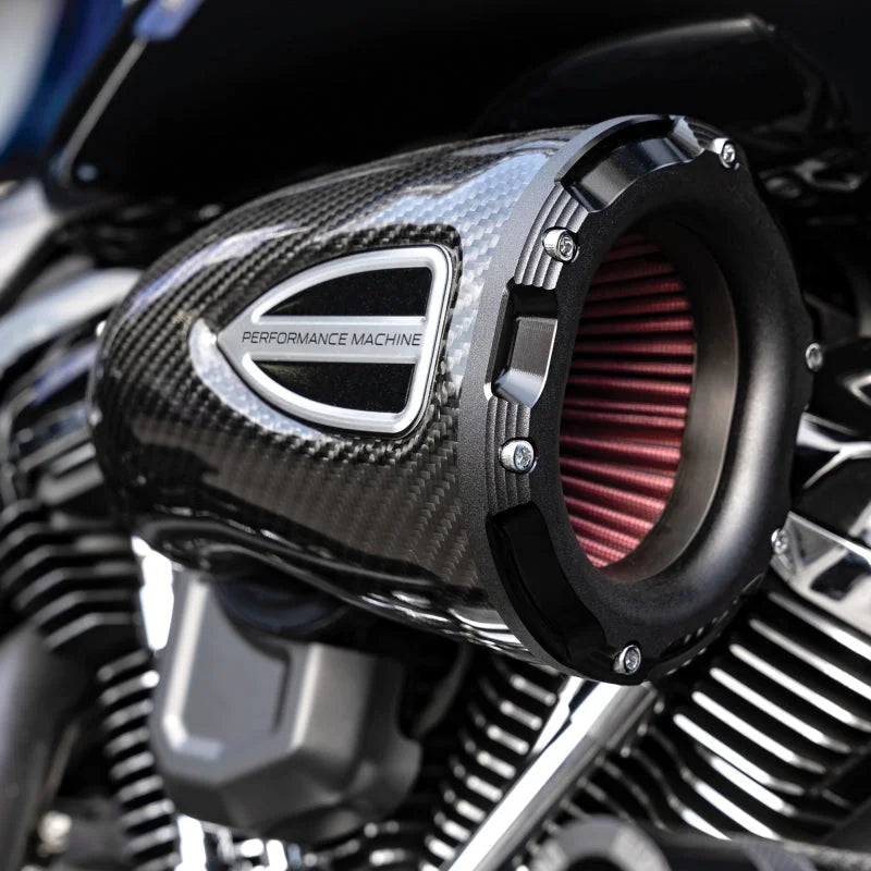 Performance Machine 93-06 Big Twin CV Carb,01-17 Big Twn Delphi C4 Series Air Cleaner - CF/Blk Ops - Main Product View