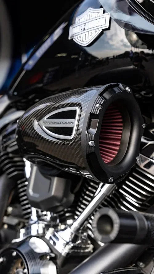 Performance Machine 93-06 Big Twin CV Carb,01-17 Big Twn Delphi C4 Series Air Cleaner - CF/Blk Ops - Detail View