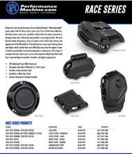 Load image into Gallery viewer, Performance Machine Cam Cover Race Series - Black Ops - Side View