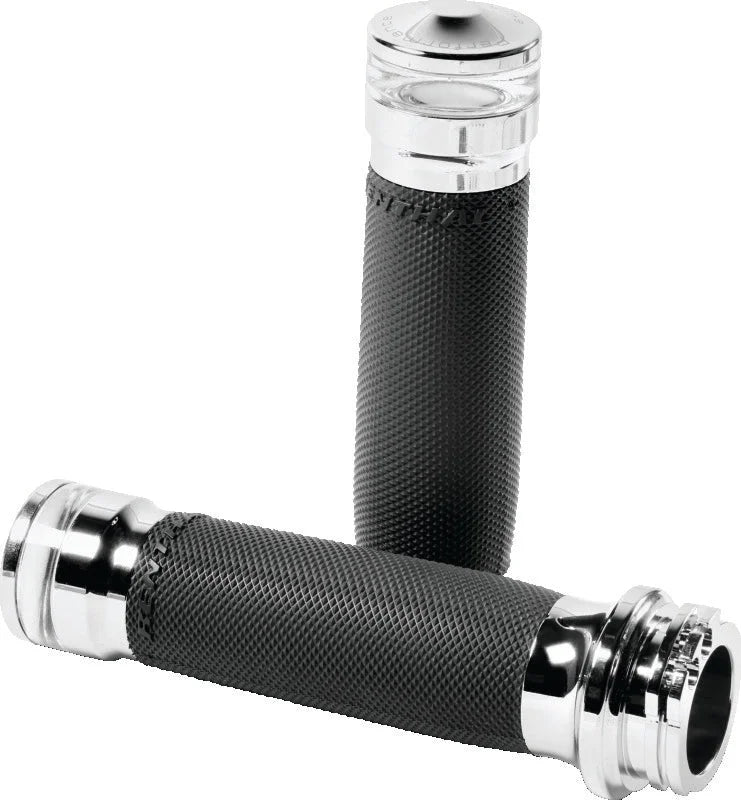 Performance Machine Contour Led Handle Grip Set - Chrome - Side View