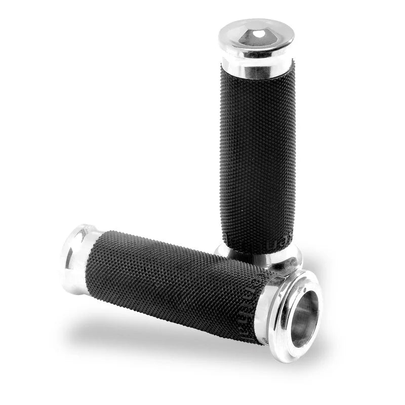 Performance Machine Contour Renthal Wrapped Grips - Chrome - Side View