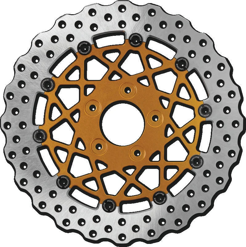 Performance Machine Disc/Carr Speedstar 11.5in x .20 FF No O/S Rr - Gold Ano - Side View