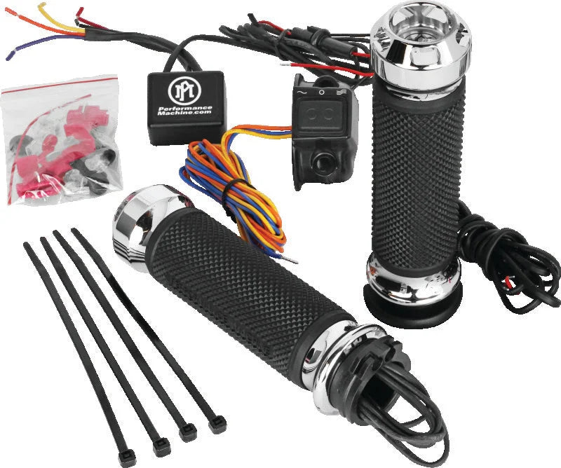 Performance Machine FLHX Cable Apex Heated Grips - Chrome - Side View