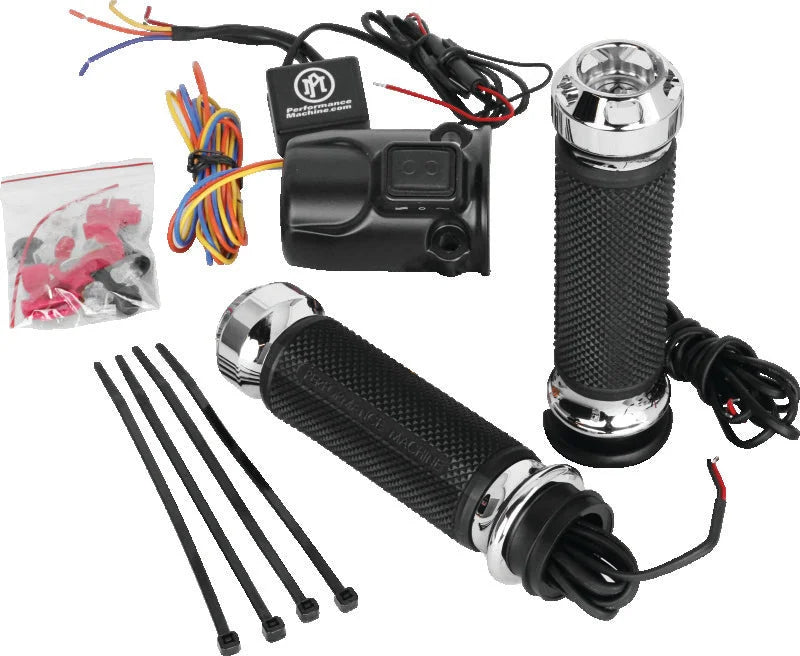 Performance Machine FLTRX TBW Heated Grips Apex - Chrome - Main Product View