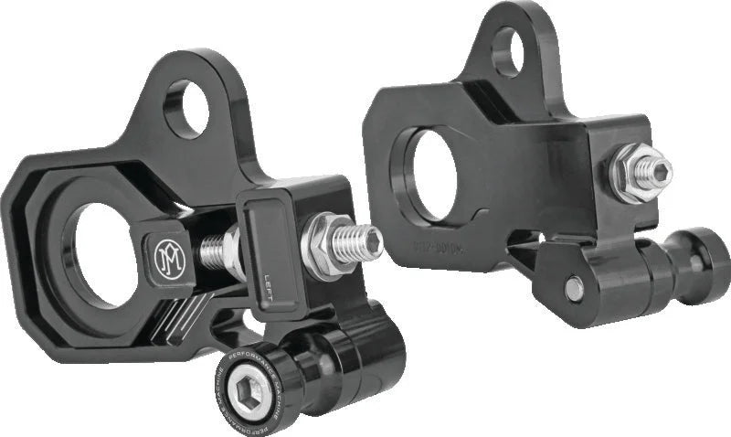 Performance Machine HD Touring Axle Adj Kit - Black Ano - Back View